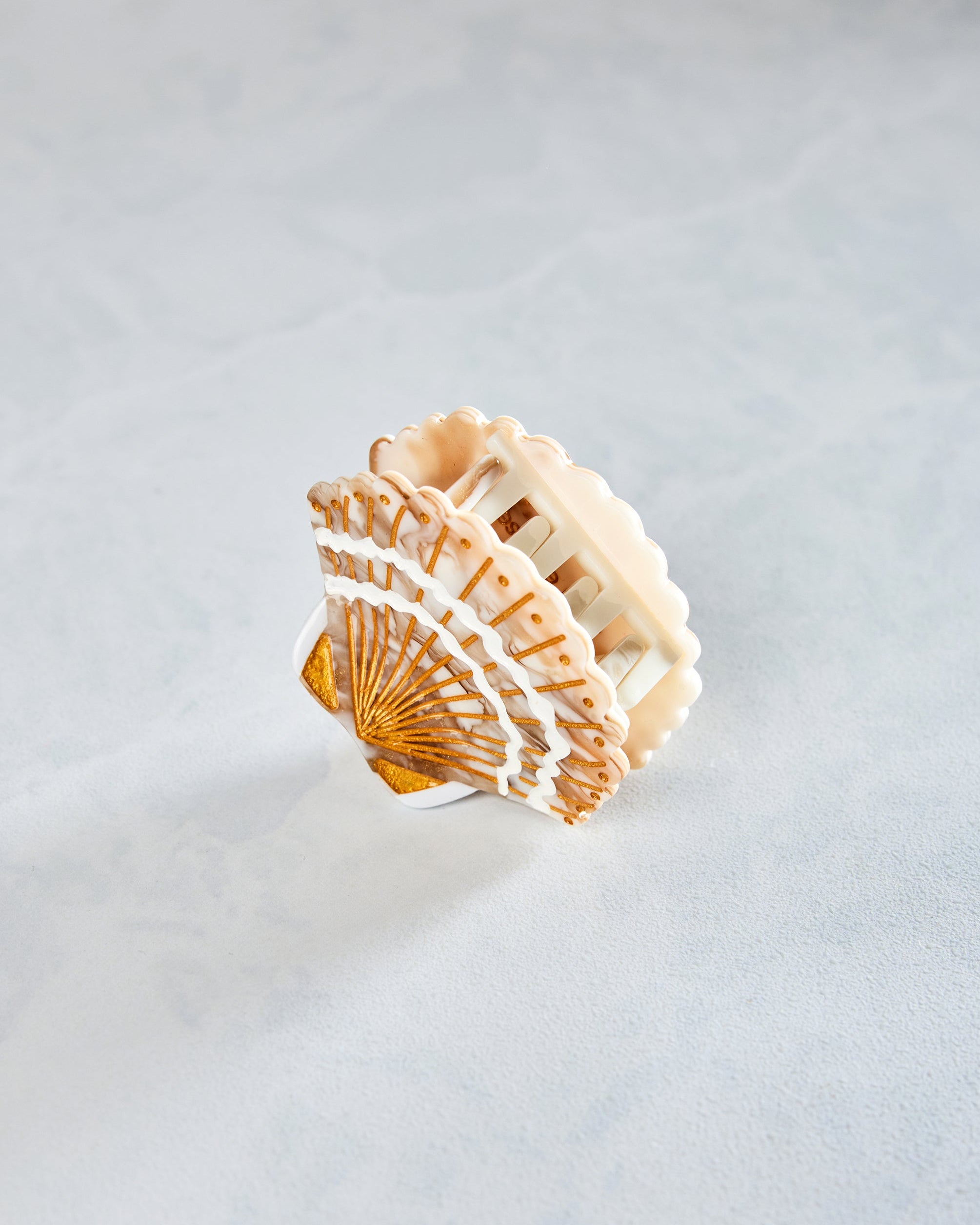 Golden Seashell - Hand-Painted Claw Hair Clip - Solar Eclipse
