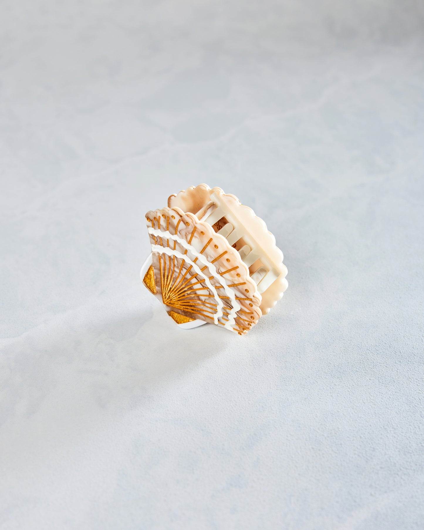 Golden Seashell - Hand-Painted Claw Hair Clip - Solar Eclipse - Printfresh