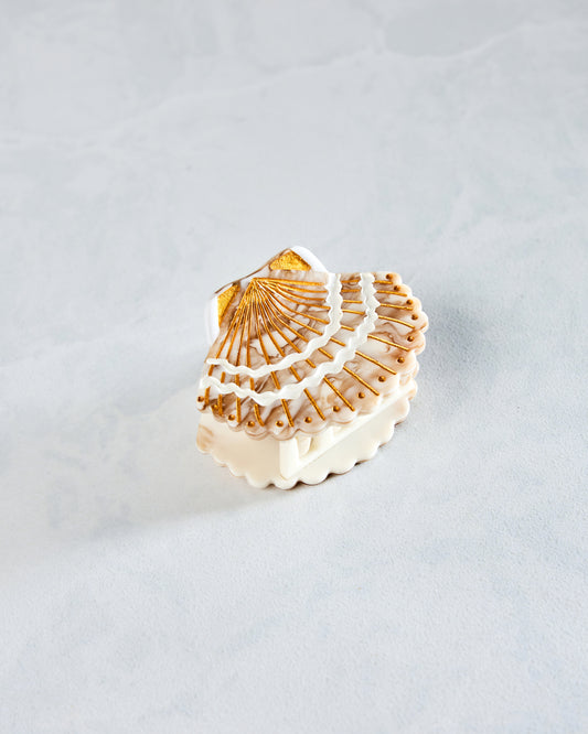 Golden Seashell - Hand-Painted Claw Hair Clip - Solar Eclipse - Printfresh