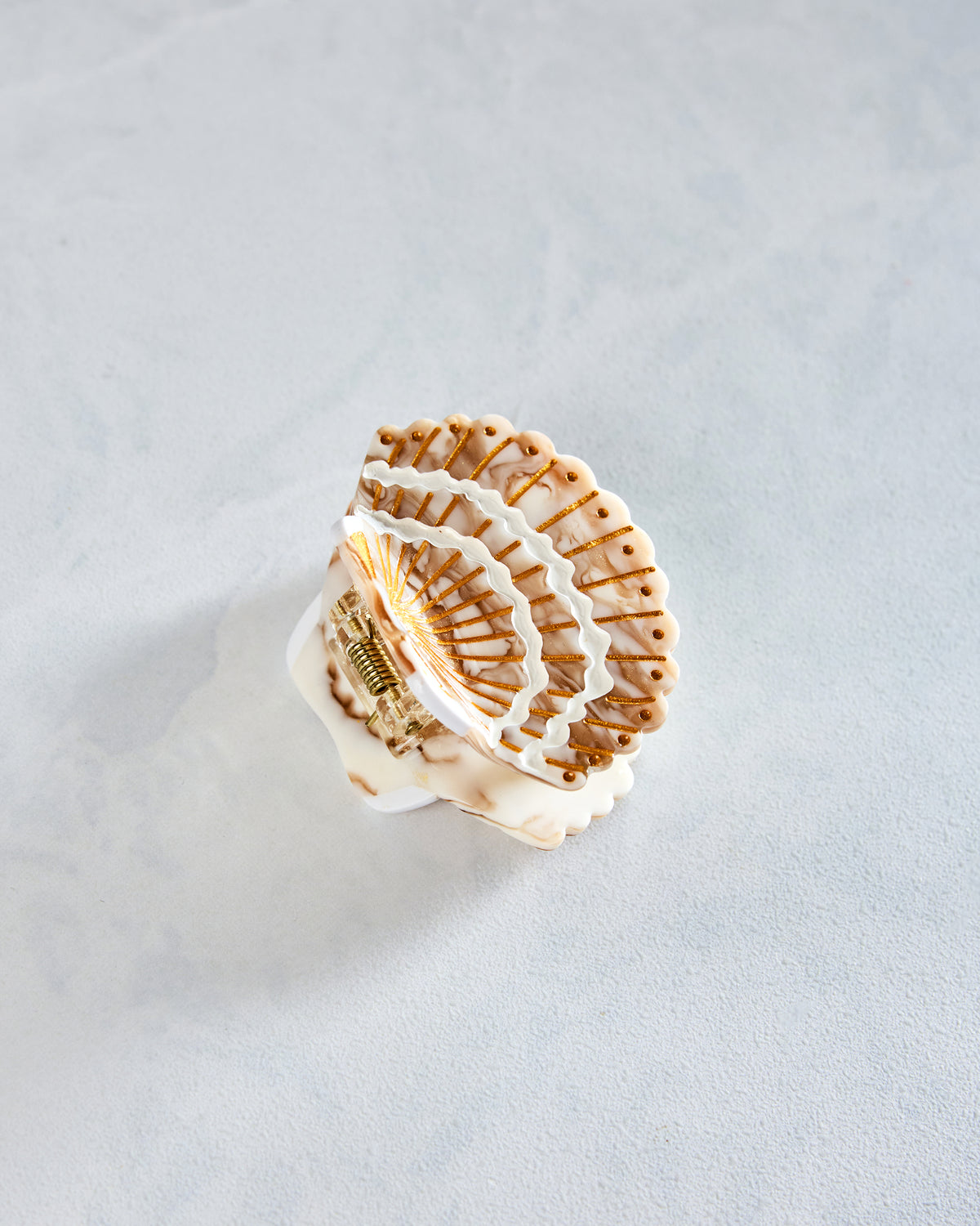 Golden Seashell - Hand-Painted Claw Hair Clip - Solar Eclipse