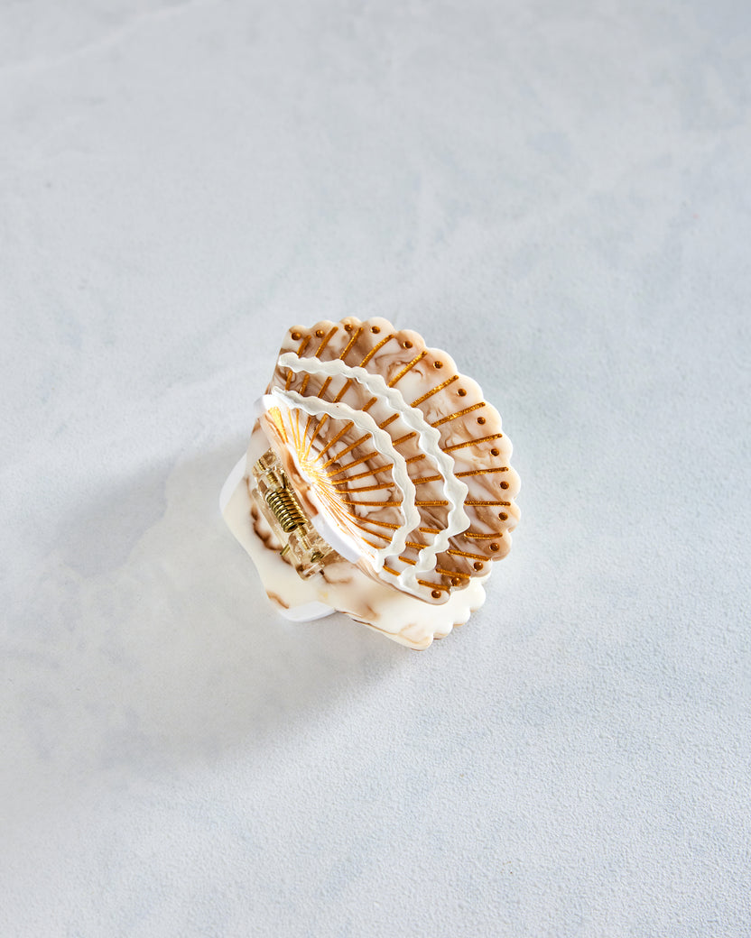Golden Seashell - Hand-Painted Claw Hair Clip - Solar Eclipse