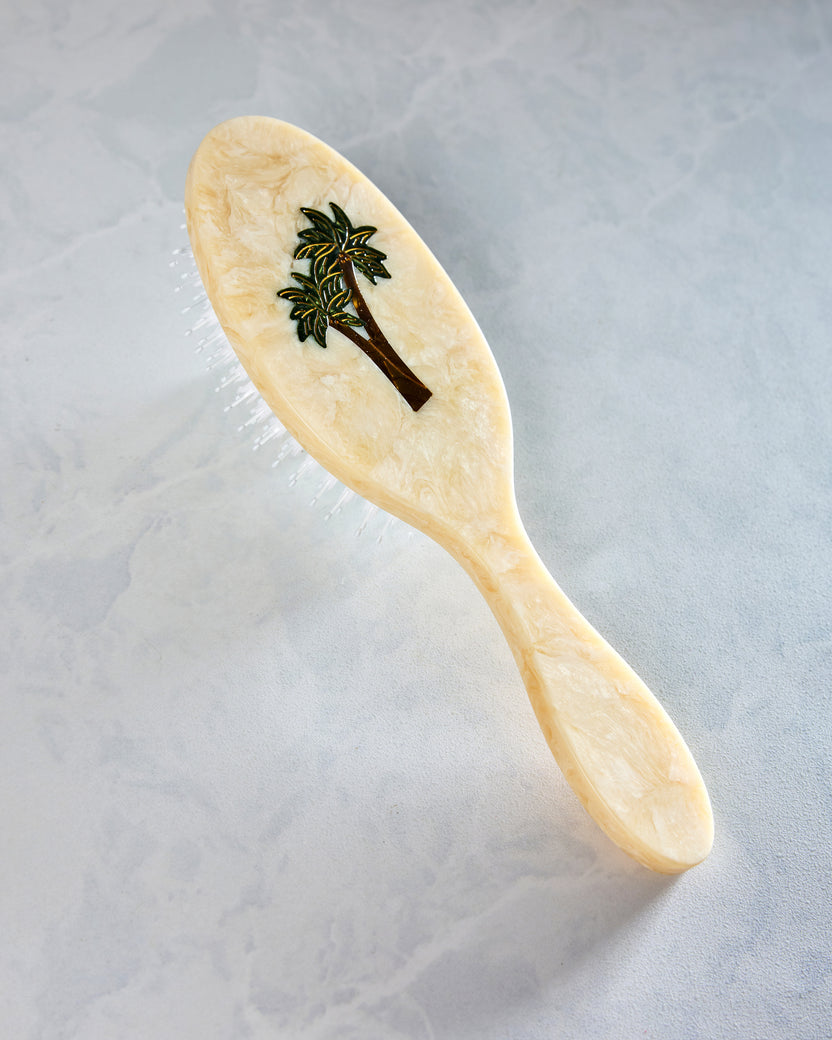 Ivory Combo - Hand Painted Palm Trees Amazing Hair Brush - Solar Eclipse - Printfresh