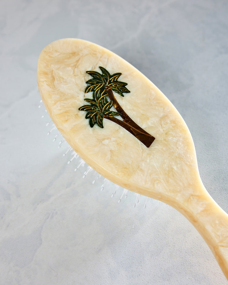 Ivory Combo - Hand Painted Palm Trees Amazing Hair Brush - Solar Eclipse - Printfresh