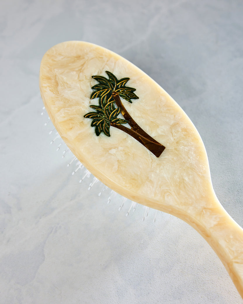 Ivory Combo - Hand Painted Palm Trees Amazing Hair Brush - Solar Eclipse - Printfresh