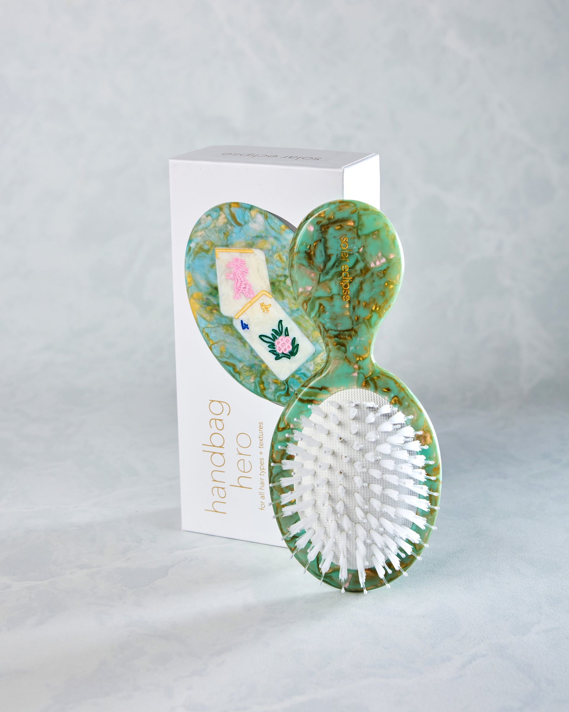 Seafoam Combo Hand Painted Flower Mahjong Handbag Hero Brush