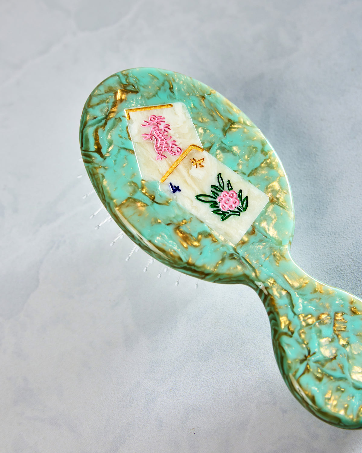 Seafoam Combo - Hand Painted Flower Mahjong Handbag Hero Brush - Solar Eclipse - Printfresh