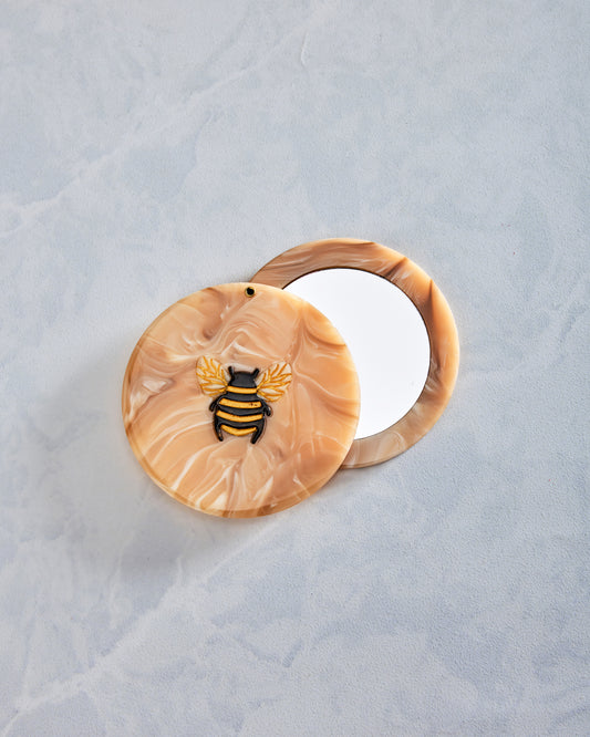 Honey Combo - Hand Painted Honey Bee Compact Mirror - Solar Eclipse - Printfresh