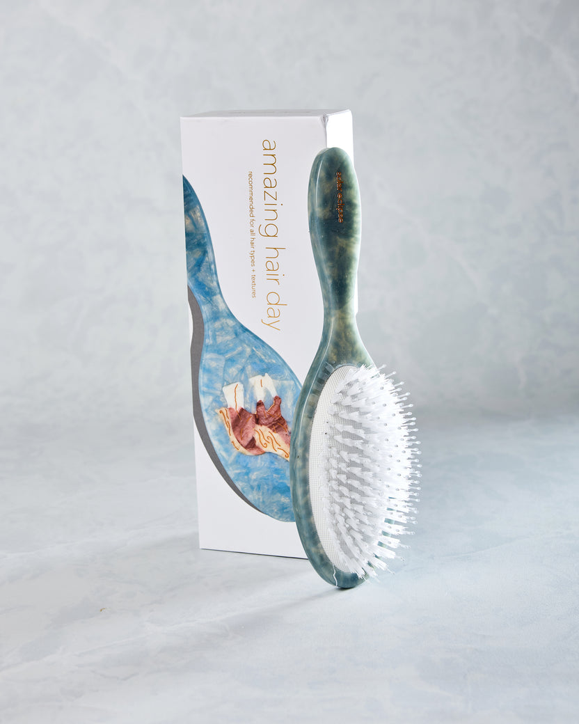 Blue Combo - Hand Painted Horse Amazing Hair Day Brush - Solar Eclipse - Printfresh