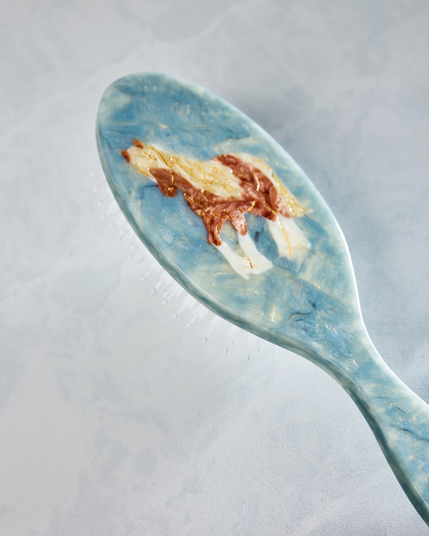 Blue Combo - Hand Painted Horse Amazing Hair Day Brush - Solar Eclipse - Printfresh