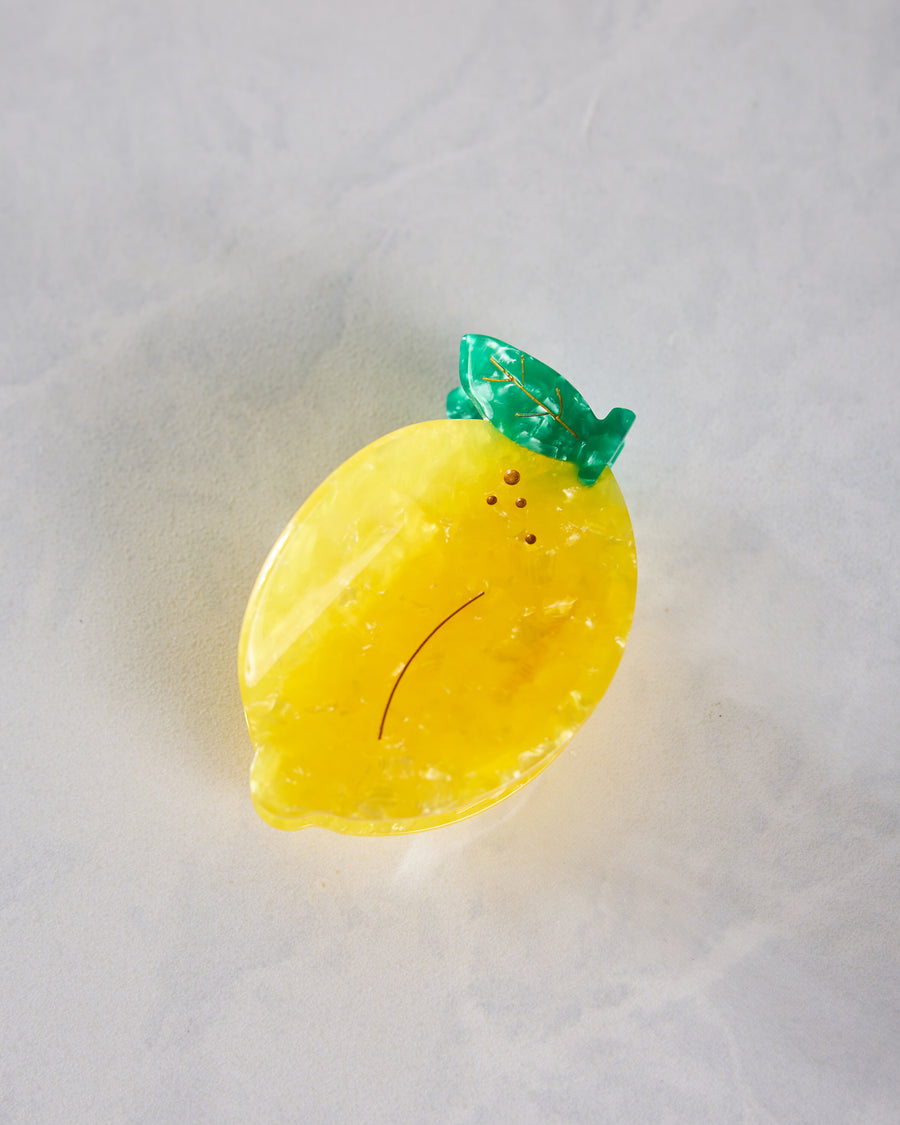 Yellow - Hand Painted Lemon Fruit Claw Hair Clip - Solar Eclipse - Printfresh