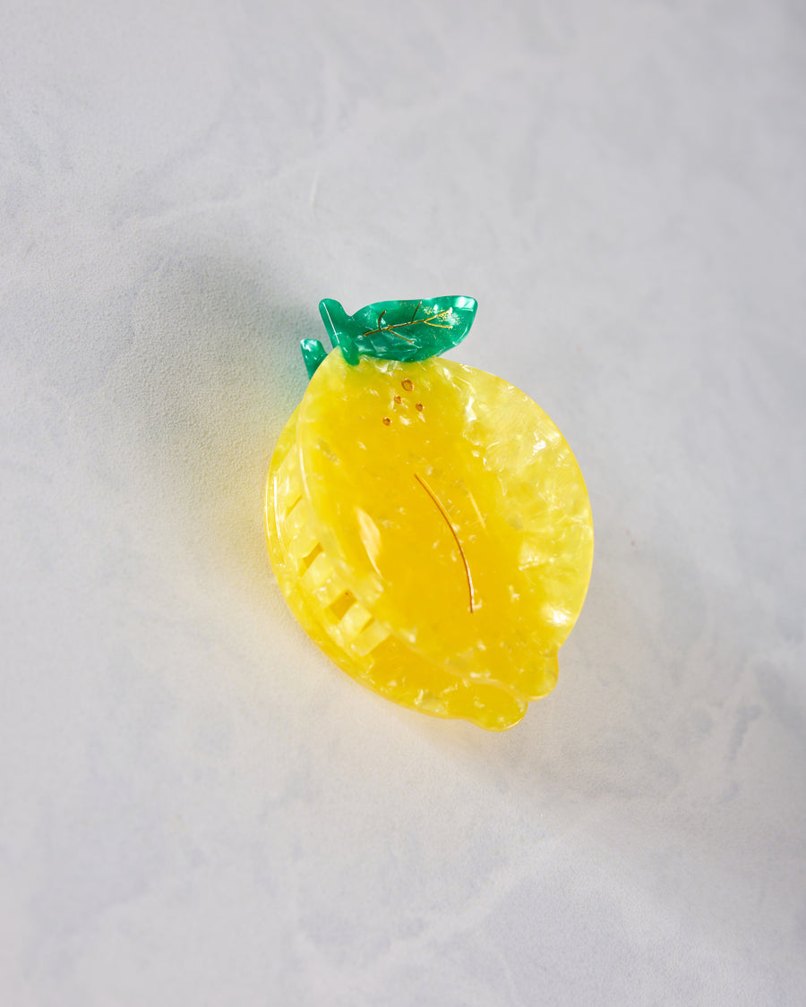 Yellow - Hand Painted Lemon Fruit Claw Hair Clip - Solar Eclipse - Printfresh