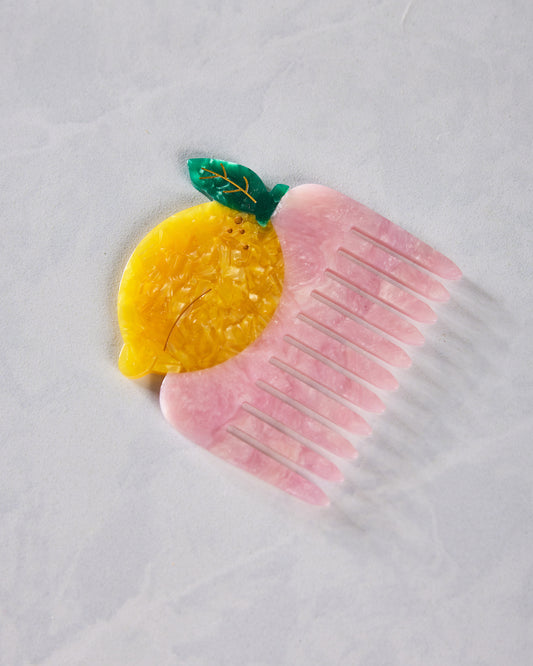 Yellow Combo - Hand Painted Lemon Pocket Hair Comb - Solar Eclipse - Printfresh