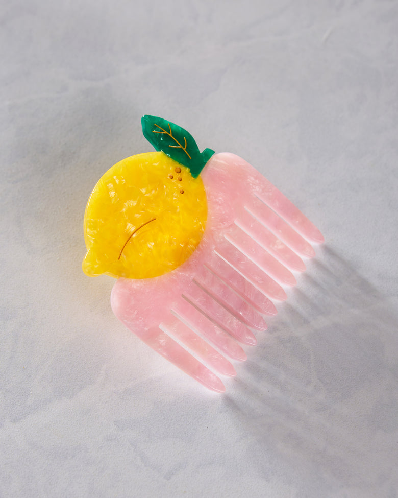 Yellow Combo - Hand Painted Lemon Pocket Hair Comb - Solar Eclipse - Printfresh