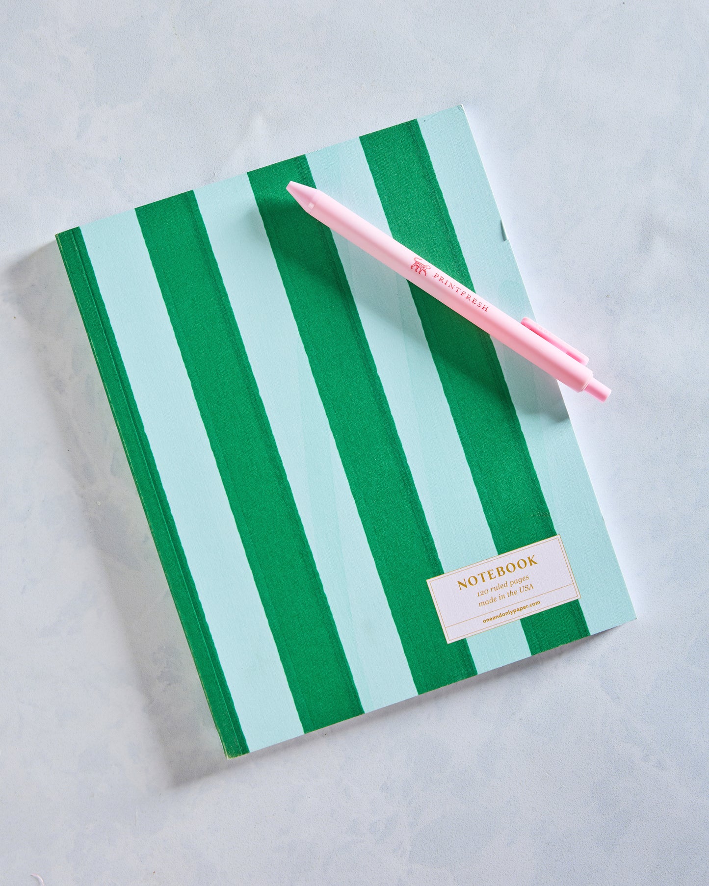Green Cabana - Striped Perfect Bound Journal - One & Only Paper