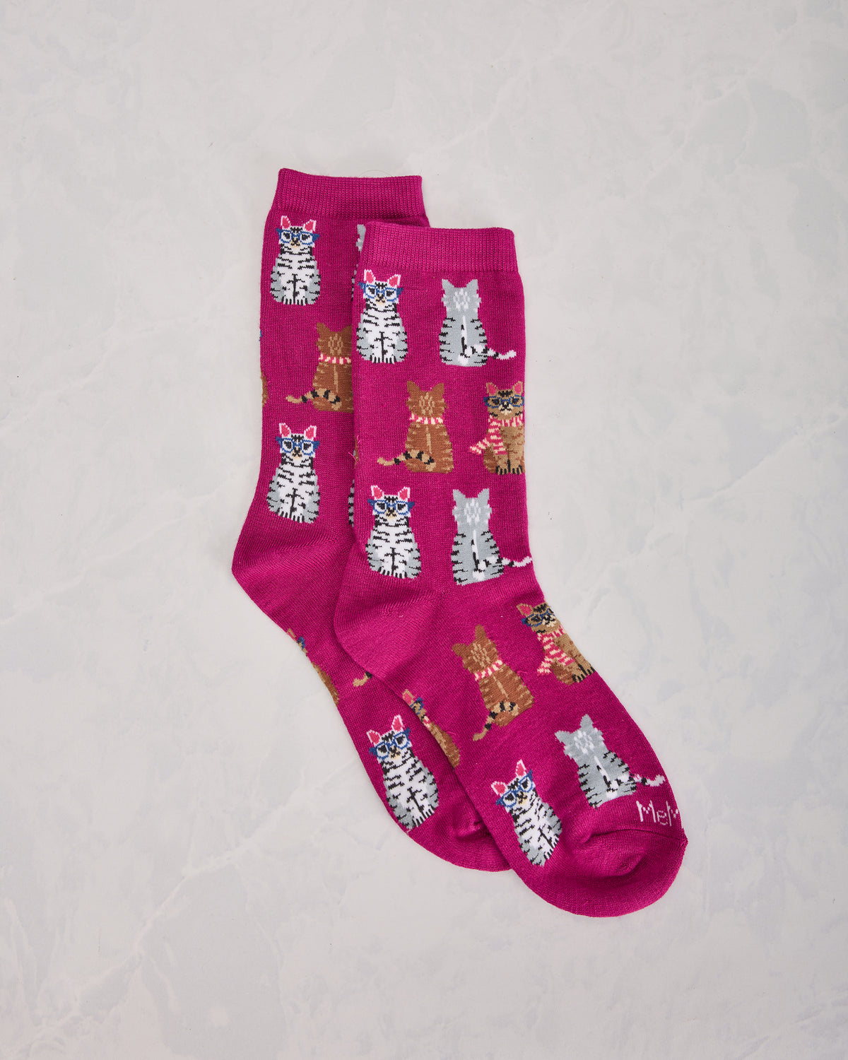 Fuchsia - Studious Cats Crew Socks