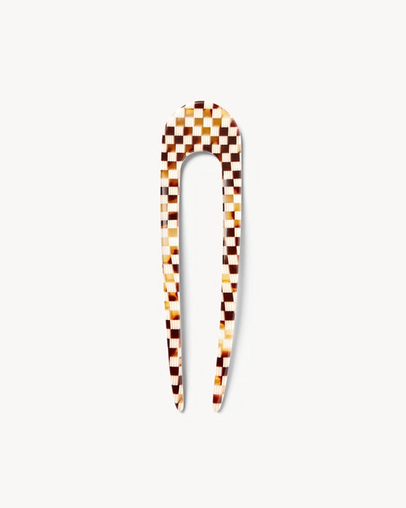 Tortoise Checker - French Hair Pin  - Machete - Printfresh