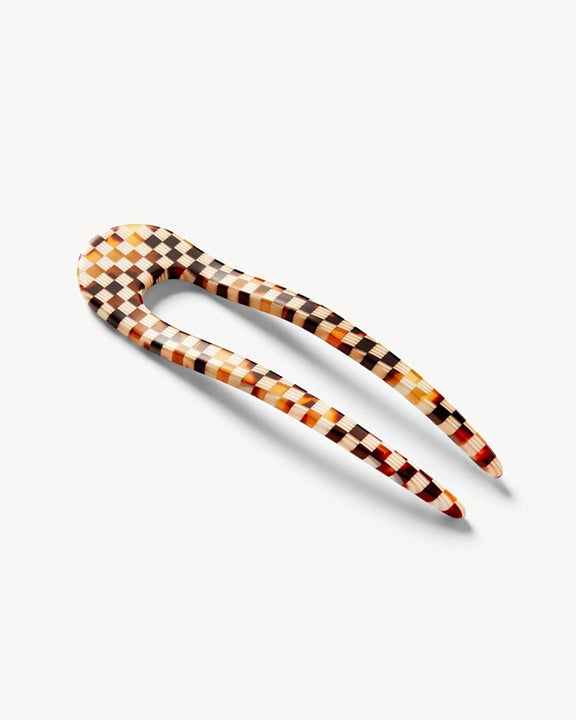 Tortoise Checker - French Hair Pin  - Machete - Printfresh