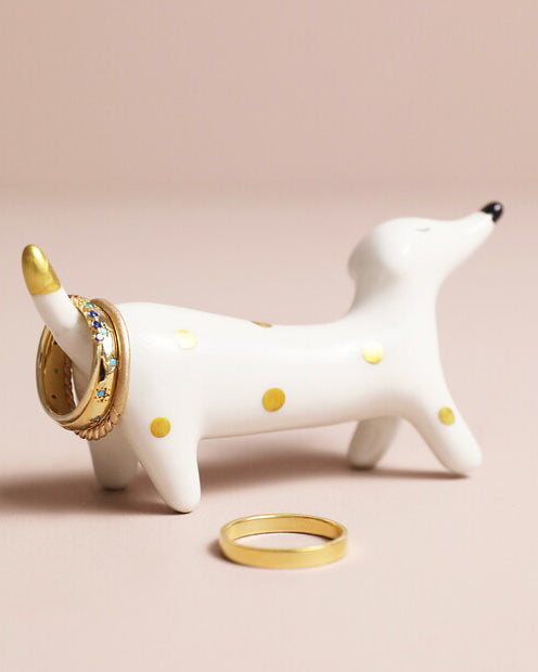 White Combo - Ceramic Sausage Dog Ring Holder - Lisa Angel - Printfresh
