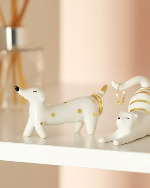 White Combo - Ceramic Sausage Dog Ring Holder - Lisa Angel - Printfresh
