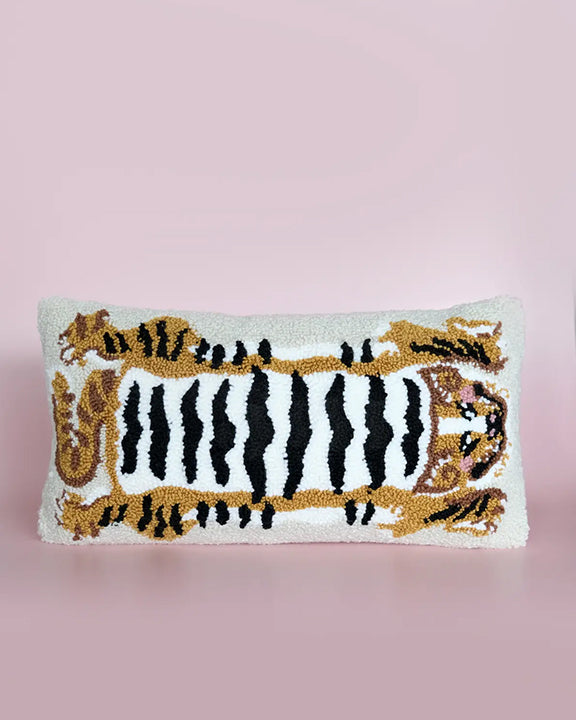 White Combo - Tibetan Tiger Throw Pillow - Idlewild Co. - Printfresh