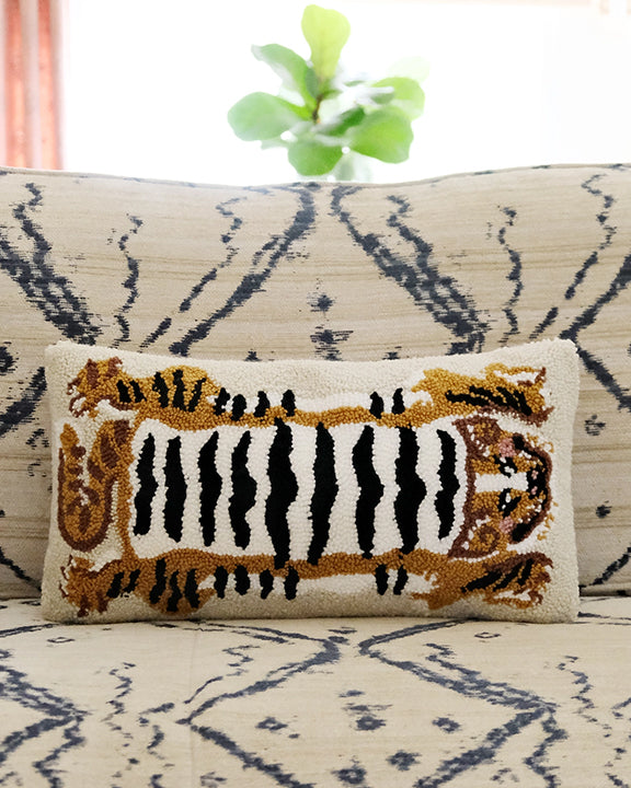 White Combo - Tibetan Tiger Throw Pillow - Idlewild Co. - Printfresh
