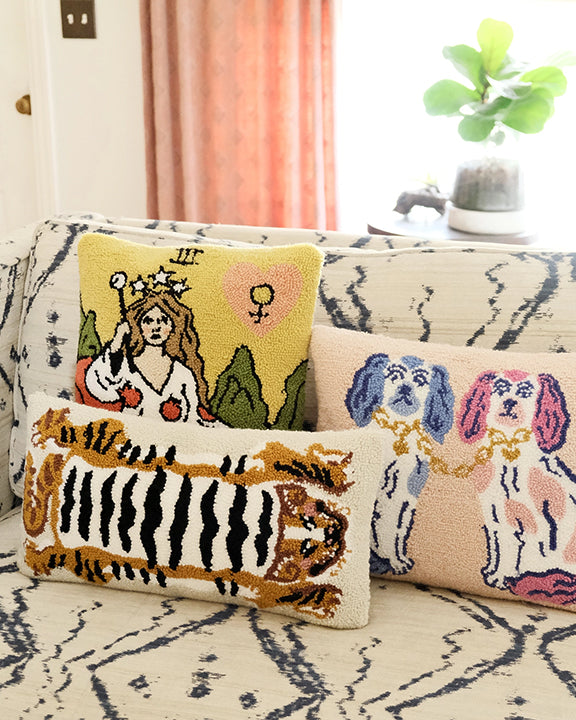 White Combo - Tibetan Tiger Throw Pillow - Idlewild Co. - Printfresh
