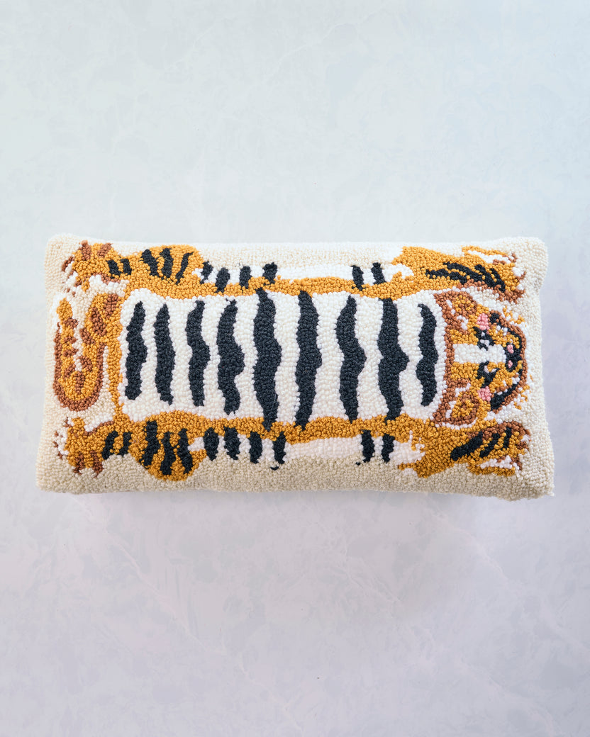 White Combo - Tibetan Tiger Throw Pillow - Idlewild Co.
