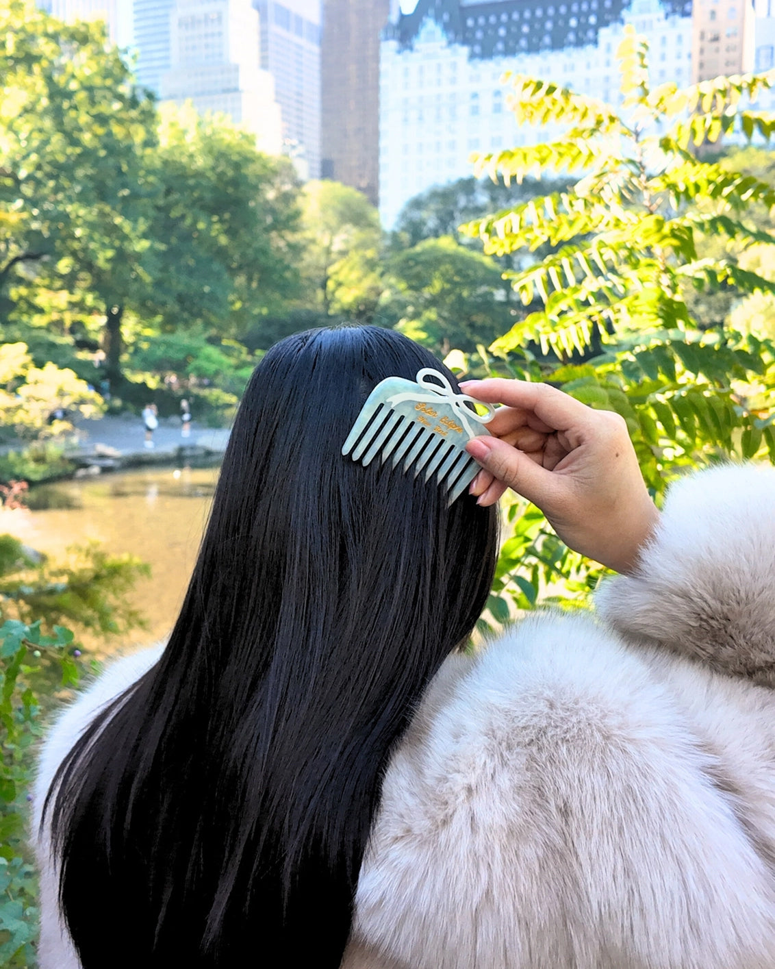 White - Hand Painted Something Blue Pocket Comb - Solar Eclipse - Printfresh