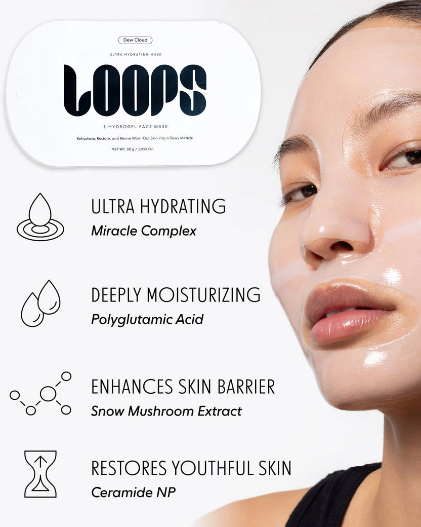 White - Loops Dew Cloud Face Mask - Loops - Printfresh