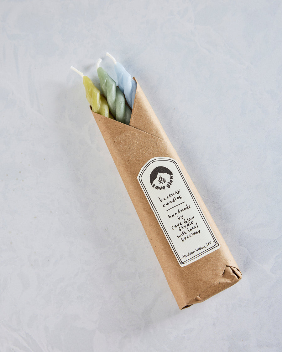 Sage Combo - Hydrangea Spiral Beeswax Candles Set of 3 - Cave Glow Studio - Printfresh
