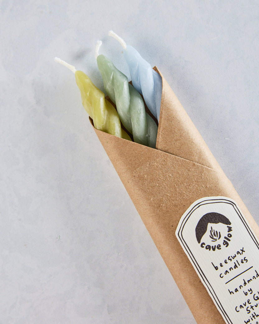 Sage Combo - Hydrangea Spiral Beeswax Candles Set of 3 - Cave Glow Studio - Printfresh