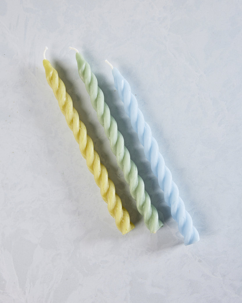 Sage Combo - Hydrangea Spiral Beeswax Candles Set of 3 - Cave Glow Studio - Printfresh