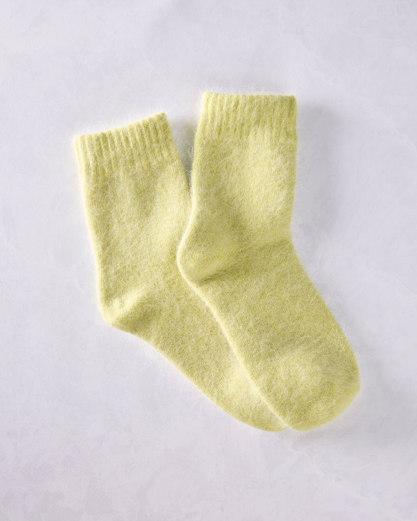 Lime Green - Women's Cozy Wool Angora Socks - Comfortarians