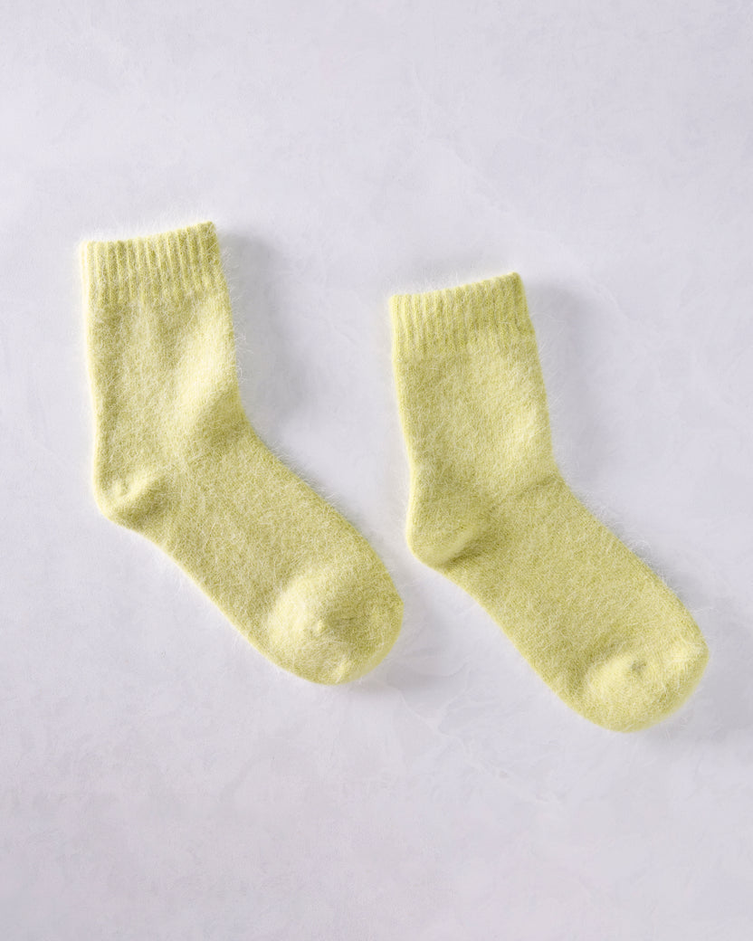 Lime Green - Women's Cozy Wool Angora Socks - Comfortarians