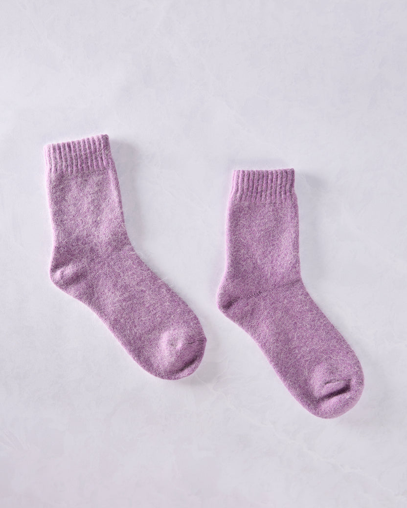 Purple - Womens Cozy Wool Angora Socks - Comfortarians