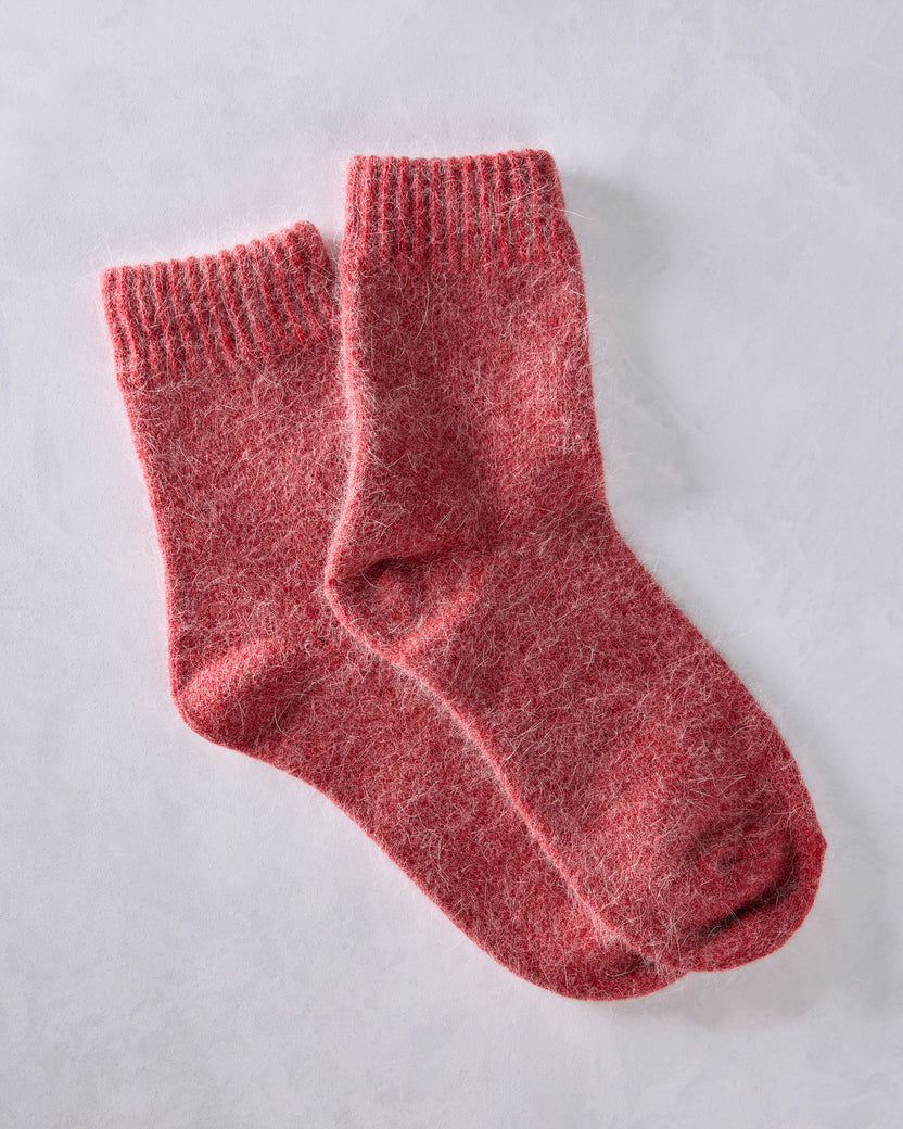 Red - Womens Cozy Wool Angora Socks - Comfortarians
