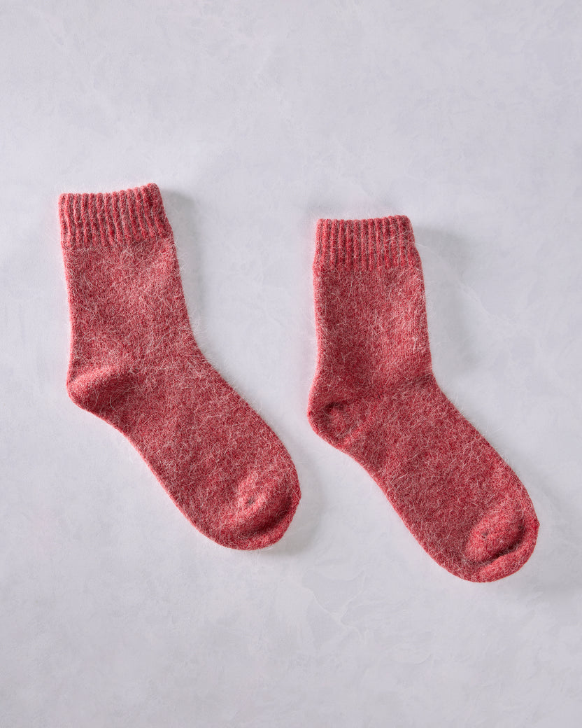 Red - Womens Cozy Wool Angora Socks - Comfortarians