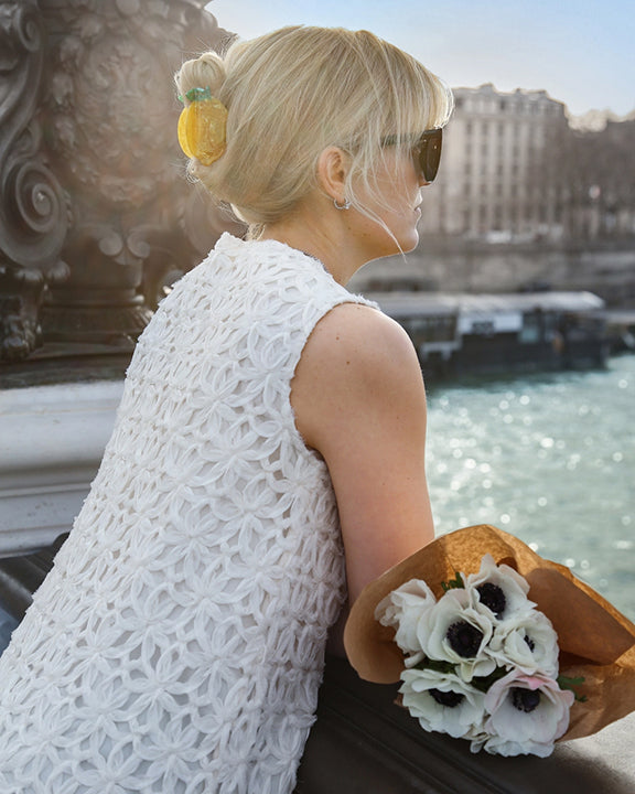 Yellow - Hand Painted Lemon Fruit Claw Hair Clip - Solar Eclipse - Printfresh