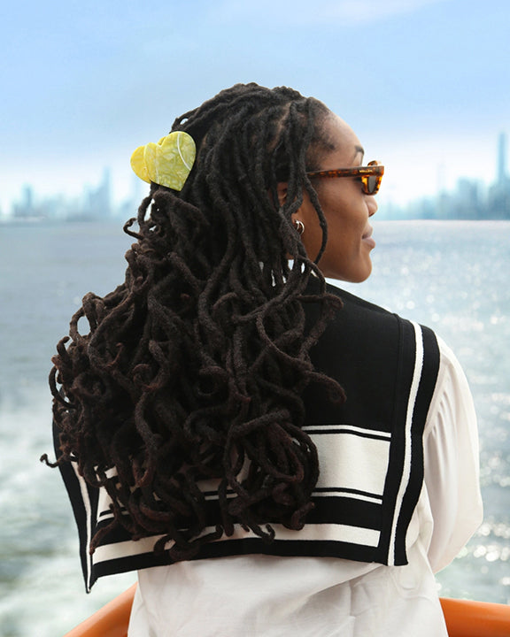 Yellow - Hand Painted Tennis Lover Claw Hair Clip - Solar Eclipse - Printfresh