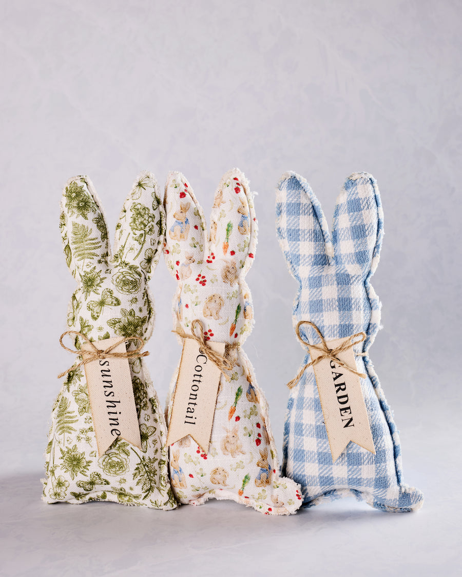 Blue Combo - Fabric Bunnies - Set of 3 - Audrey's Home & Gift - Printfresh