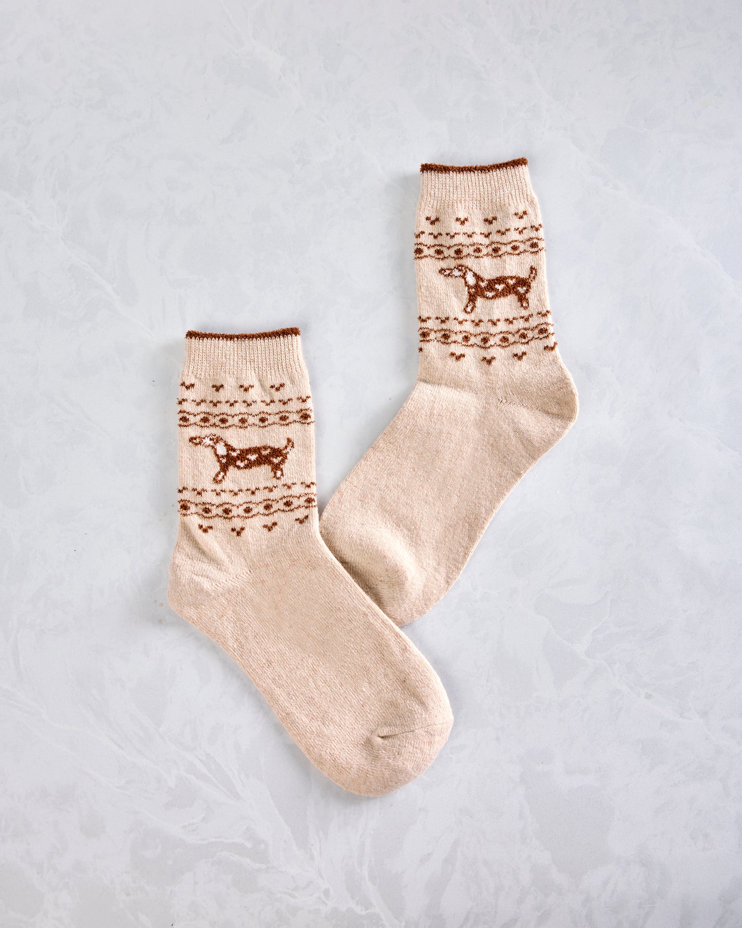 Happy Knits - Dachshund Wool Sock - Tan Combo - Printfresh
