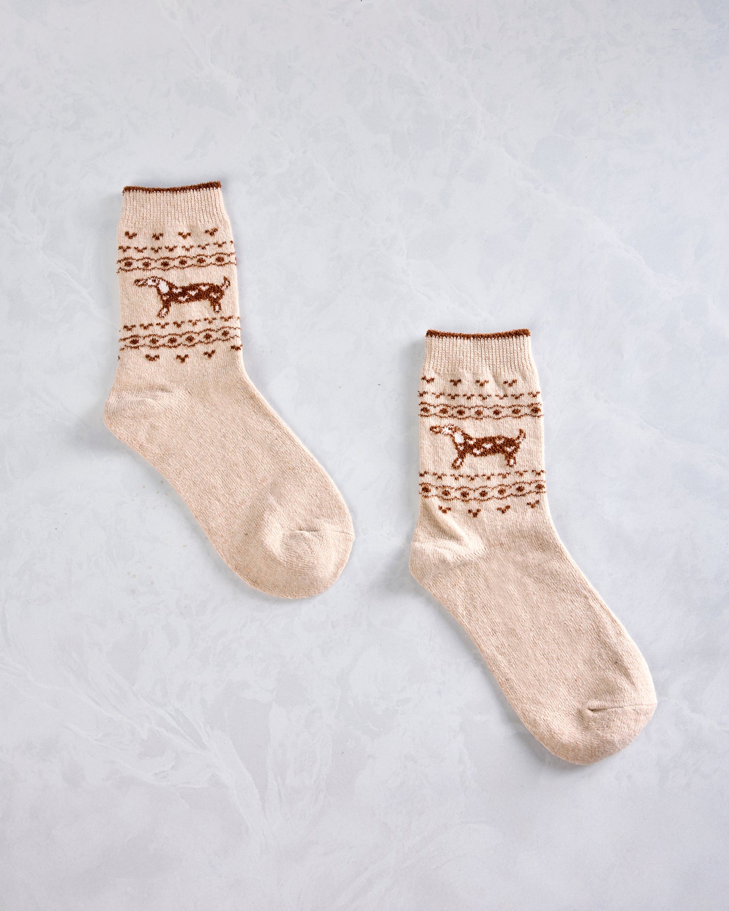 Happy Knits - Dachshund Wool Sock - Tan Combo - Printfresh