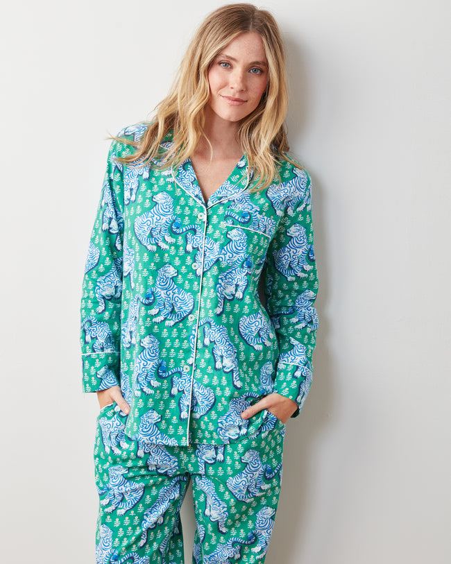 Tiger Queen - Flannel Long PJ Set - Jade - Printfresh