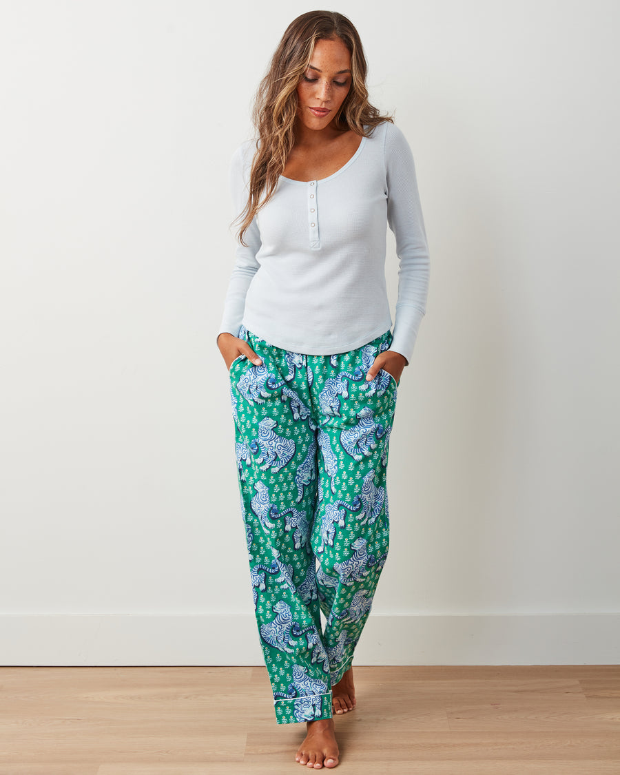 Tiger Queen - Lightweight Flannel PJ Pants - Jade - Printfresh