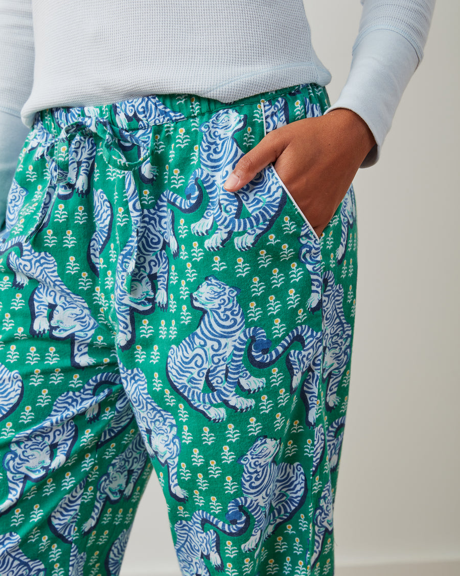 Tiger Queen - Lightweight Flannel PJ Pants - Jade - Printfresh