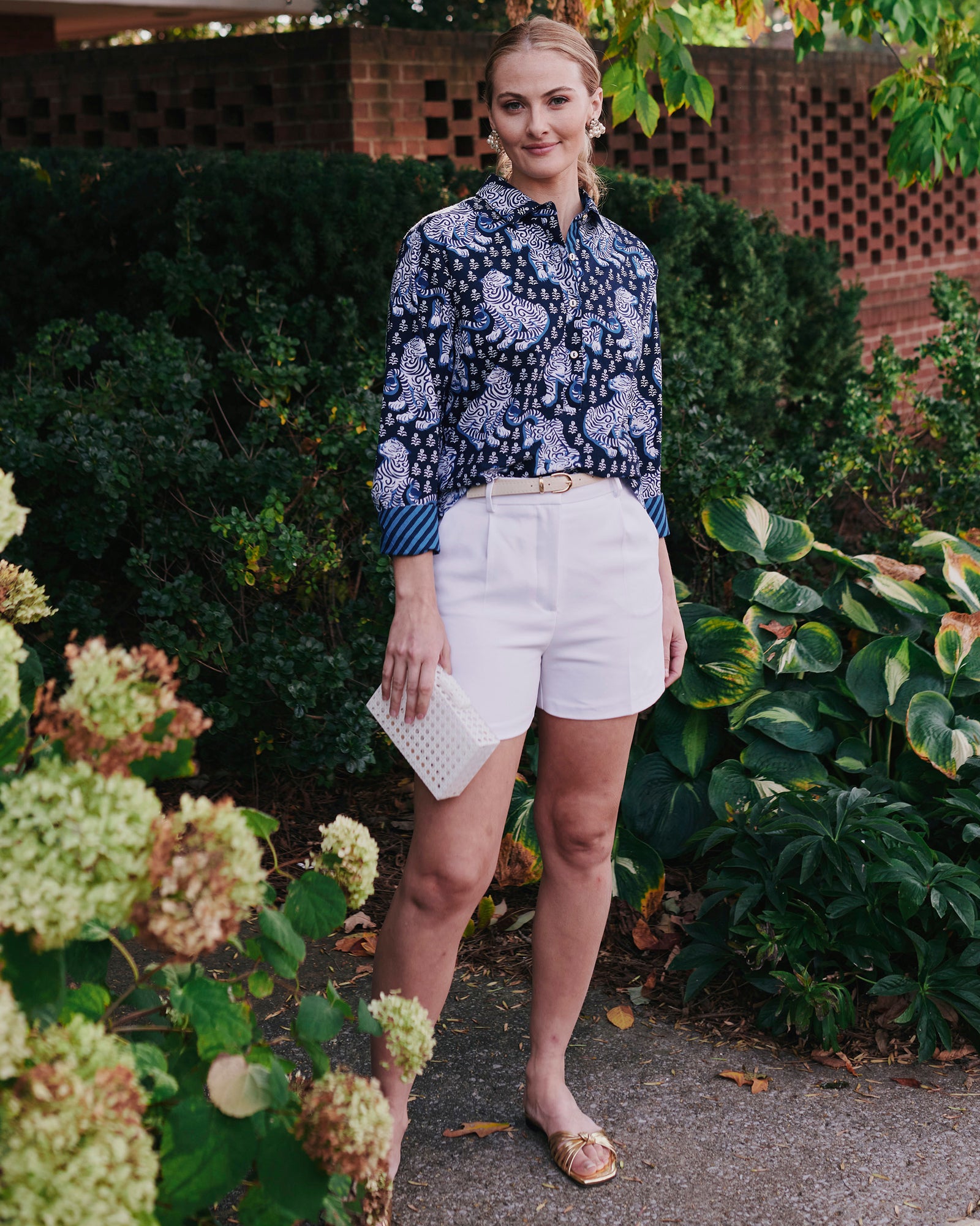 Tiger Queen - Graceful Getaway Blouse - Navy - Printfresh