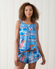 Tidal Tapestry - Back to Bed Short Set - Saltwater Blue - Printfresh