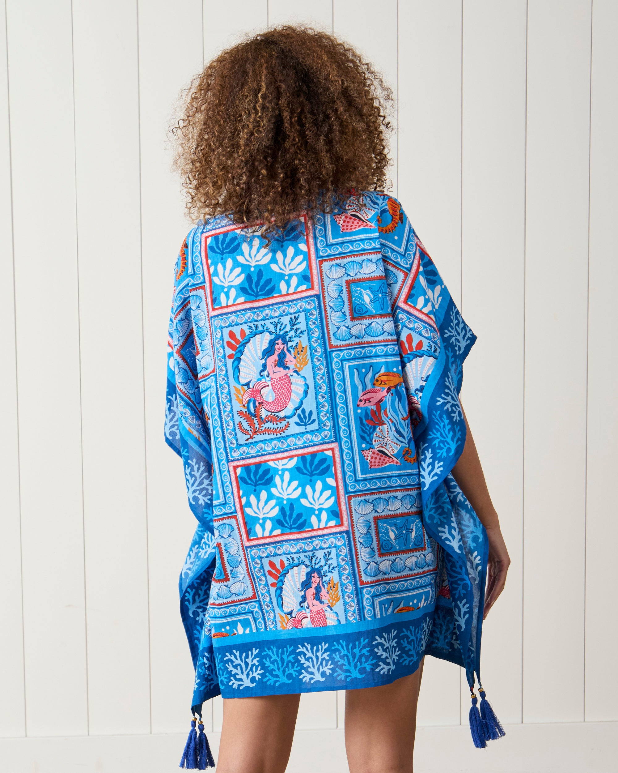 Tidal Tapestry - Cabana Club Cover-Up - Saltwater Blue - Printfresh