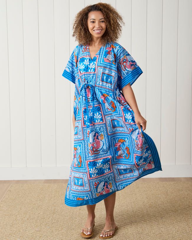 Tidal Tapestry - Let's  Cruise Caftan - Saltwater Blue - Printfresh