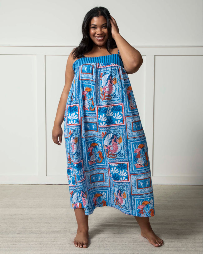 Tidal Tapestry - Daydream Nightgown - Saltwater Blue - Printfresh